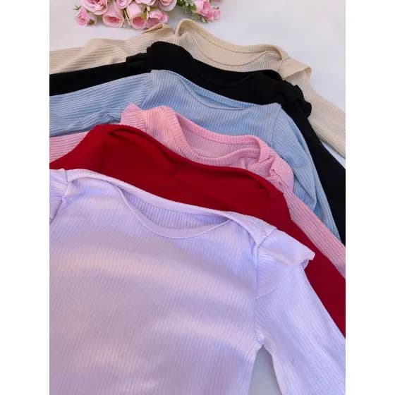 Kit 10  Body Mijão Bory Pagão de Bebe Canelado Macio Premium Rn ao G Enxoval Saida Maternidade Menino e Menina.
