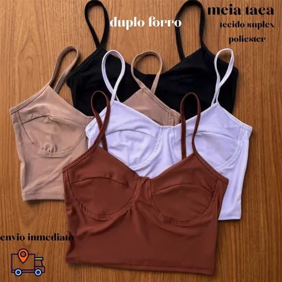 Cropped Top crop cropede faixa Regata Suplex Meia Taça Feminino Fitness Academia, sem Bojo