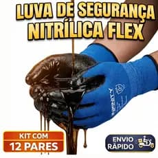 Kit 12 Pares Luva Multitato Borracha Nitrílica Ca Reforçad Emborrachada Trabalho Mecânico Óleo Graxa
