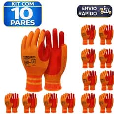 10 Pares Luva Emborrachada EPI Rubber Resistente Vulcanizado Proteção Segurança Antiderrapante