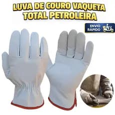 1 Par Luva Segurança Couro Vaqueta Total Petroleira Couro Reforço Proteção EPI Resistência Pesado