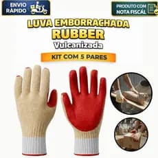 5 Pares Luva Emborrachada EPI Rubber Resistente Vulcanizado Proteção Segurança Antiderrapante
