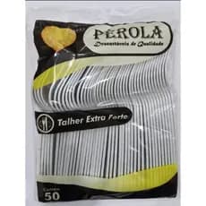 Kit Garfo, Faca ou Colher Descartável Pérola 17,5cm Extra Forte Branco ou Preto