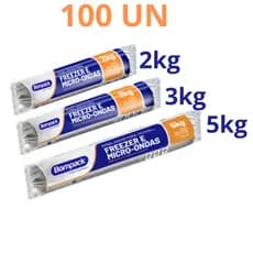 Bobina Picotada Bompack p/ Alimentos Freezer e Micro-ondas | 2kg / 3kg / 5kg | 100 Unid