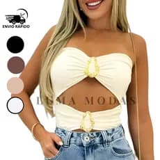 Body Feminino Collant Com Fivela Tomara Que Caia Moda Verão Suplex Com Moda Fashion