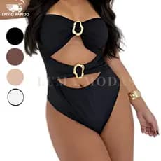 Body Feminino Collant Maio Com Fivela Tomara Que Caia Moda Verão Suplex Com Moda Fashion Casual Elegante.