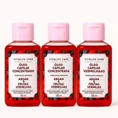 Kit 3 Óleo Capilar Concentrado VitaLife Care Argan e Frutas Vermelhas 50ml Hidratação Intensa