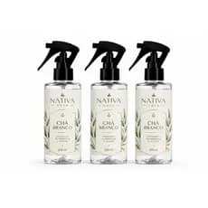 Kit 3 Odorizador de Ambiente e Tecido Chá Branco Nativa Casa 200ml Refrescante e Acolhedor