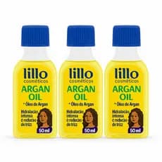 Kit 3 Óleo Capilar Lillo Cosméticos Argan Oil 50ml Hidratação Intensa