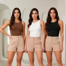 KIT 3 Regatas Basica Feminina Casual Suplex Duplo forro frente e costa Blusa Outono Inverno