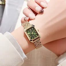 Novo relógio feminino quadrado, moderno e de grande sucesso no comércio exterior, relógio dourado, relógio de pulso femi