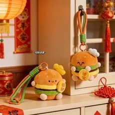 Pingente de Pelúcia Lucky Burger, Brinquedo Squishy de Hambúrguer Fofo, Brinquedo Antiestresse, Adorável Chaveiro Lucky