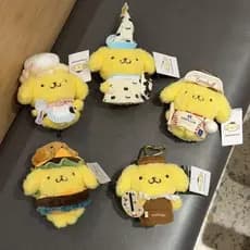 [Autêntico] Pingente de Pelúcia Criativo de Cachorro Pudim que Muda de Roupa, Boneco Fofo de Cachorro Pudim Hambúrguer,