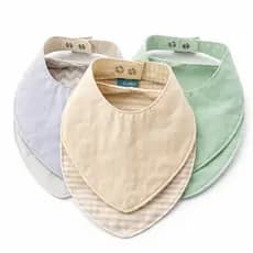 3 Babadores Frente e Verso Infantil Tecido 100% Natural Impermeável Estampado e Liso
