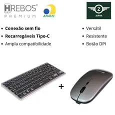Kit Teclado e Mouse Sem Fio | Recarregáveis | Bluetooth | Wireless USB | Windows, Mac, Android e iOS