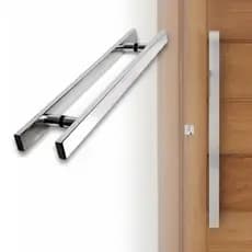 Puxador Inox Retangular para Portas 60cm comprimento por 40cm entre furos Polido