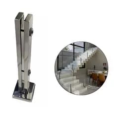 Suporte Torre Inox 304 Escovado 40cm – Fixação 2 Furo Para Vidro