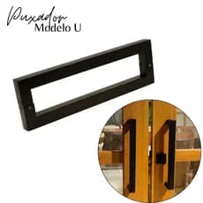 Puxador Inox Preto  30cm Tipo U para Portas de Madeira, Vidro e Alumínio | Moderno e Resistente