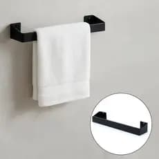 Porta Toalha Inox Preto Para Banheiro Rosto Acessorio Quadrado Toalheiro Banho Black Casa Premium
