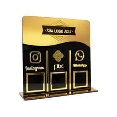 Placa Display Pix Trio Qr Code Instagram - c/ Logo