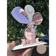 Kit Troféu Personalizado Beach Tennis - MDF com Acrilico espelhado