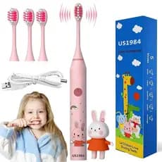 Escova De Dente Elétrica Infantil Ultra-Sônica P/ Crianças Dental cústica Onda Fofa Cerdas Suaves Limpa Cuidados C Cabo