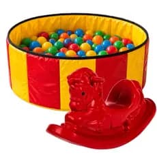 Kit Diversão Infantil Completo | Piscina Redonda + 100 Bolinhas + Gangorra Cavalinho