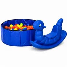 Kit Infantil Piscina de Bolinhas Redonda + 100 Bolinhas + Gangorra Nhoca Presente Brinquedo Lúdico