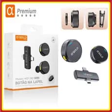 Microfone Lapela Duplo Redondo Magnético A’Gold 2 em 1 Iphone Tipo-C Botão Na Lapel Sem Ruido iPX4