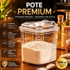 Pote Farinheiro Açucareiro Saleiro Dosador 900ml Tampa Deslizante Vedação Forte Porta Mantimentos