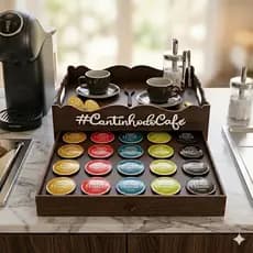 Porta Cápsulas Dolce Gusto e 3 Corações MDF Pintado Organizador Suporte 20 Cápsulas Cantinho do Café