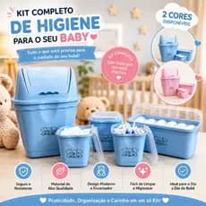 Kit Higiene Bebê Organizador Infantil 5 Peças Completo Plástico Rosa e Azul