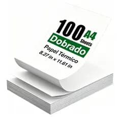 Papel Térmico A4 Sem Tinta Impressão Rápida e Econômica Compatível com Impressoras Térmicas, 100 folhas por conjunto