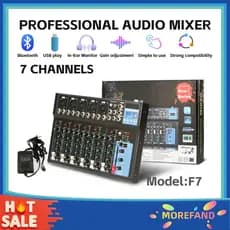 Mixer F7 Misturador analógico Placa de som digital fundida 7 canais Definições de funções personalizadas Consola