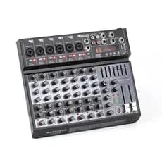 8 Channel Mixer De Áudio Portátil Profissional, Mesa De Som, MP3 Digital, Entrada De Computador, 48V, Power