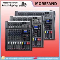 12/6 Channel Mixer De Áudio Portátil Profissional, Mesa De Som, MP3 Digital, Entrada De Computador, 48V, Power