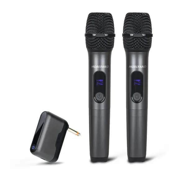 Microfone Sem Fio MOREFAND 2 Unidades | Kit Completo para Karaokê Receptor Plug-and-Play para Karaokê, Eventos e Uso Dom