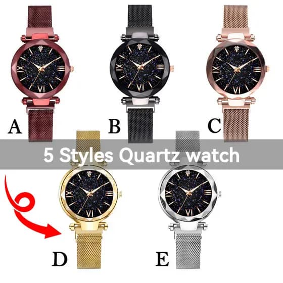 Moda Relógio De Quartzo Feminino Céu Estrelado Pulseira De Magnético À Prova Dwaterproof Água Preciso