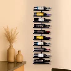 Porta Vinhos de Parede 10 Garrafas Adega Vertical Moderna Preta