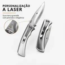 Canivete Personalizado Laser Aço Inox Compacto Camping Pesca