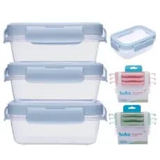 Kit 3 Potes Hermeticos Com Trava Buba Potinho Bebê Lanche Escolar Criança Papinha Bebe Infantil Pote