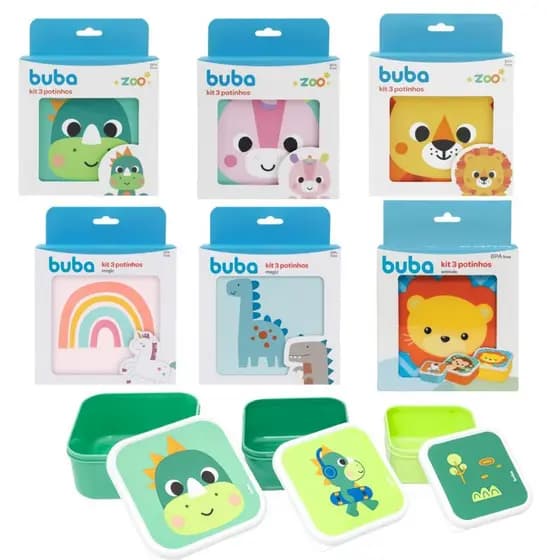 Kit 3 potes Buba Bubazoo Kit 3 potinhos lanceira lanche infantil potinho buba