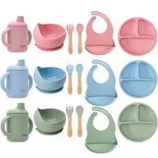 Kit Introdução Alimentar Infantil Buba Prato Bowl Bebê Talher Criança Babador Bebe Pratinho Lanche
