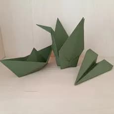 Kit Decorativo estilo Origami 3 Peças Tsuru Barco e Avião feito em impressora 3D (Plástico PLA)