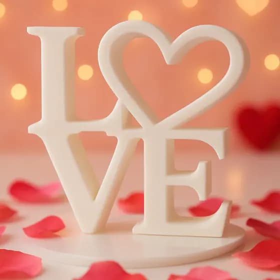 LOVE Decorativo com Coração Romântico 20 cm