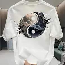 Camiseta Masculina Estampada Yin e Yang  Camisa 100% Algodão Bola Do Comando