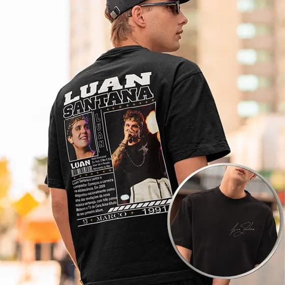 Camiseta Cantor Luan Santana Biografia Sertanejo Camisa Unissex Algodão 30.1 Premium Envio Imediato.