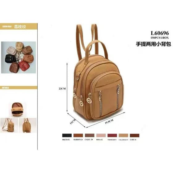 Mochila/Bolsa Transversal de Ombro Feminina-Mochila de Couro