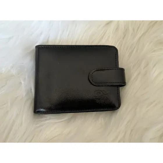 Carteira Masculina Couro Com fecho de Botão e Porta Cartão
