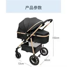 1 conjunto completo de carrinhos três em um, equipado com um berço Moisés e uma cadeirinha para bebê
